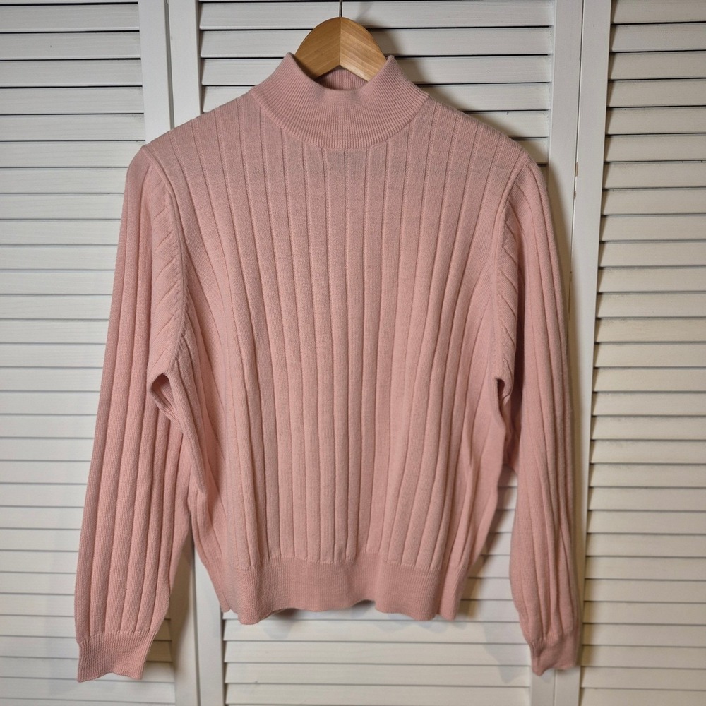 Charter Club Classics Merino Wool Sweater Pink Mock Neck Preppy Quiet‎ Luxury M